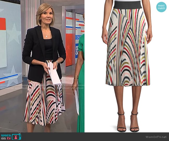 Milly Multicolor Pleated Twill Skirt worn by Kate Snow on NBC News Daily