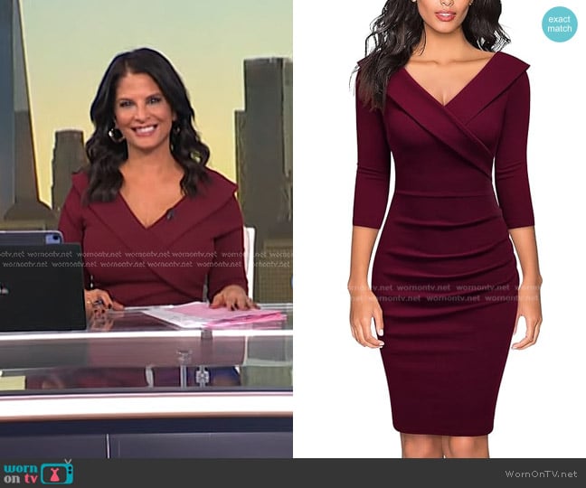 Miusol at Amazon Deep-V Neck Ruffle Fitted Pencil Dress worn by Darlene Rodriguez on Today