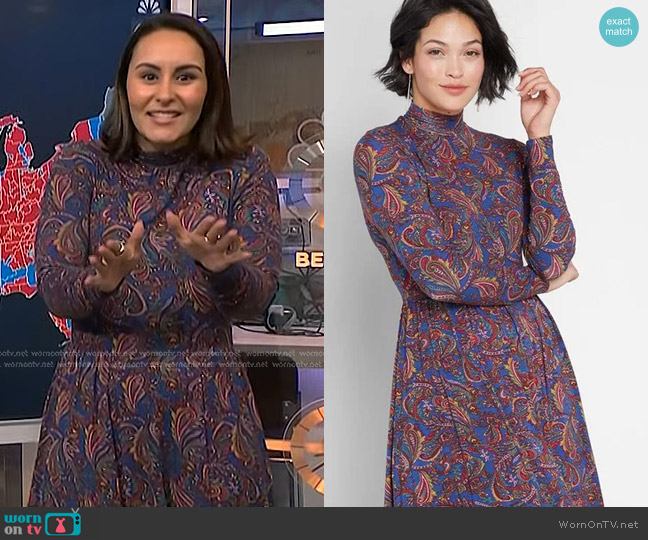 Modcloth Paisley Long Sleeve Turtleneck Dress worn by Ali Vitali on NBC News Daily