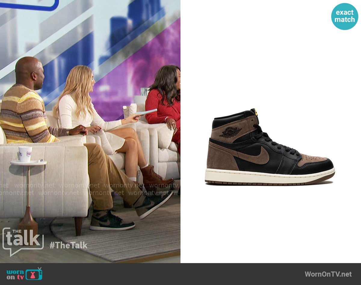 Nike Air Jordan 1 Retro High OG Palomino sneakers worn by Akbar Gbajabiamila on The Talk