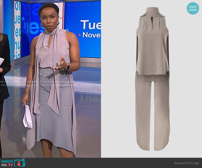 Obando Collective Sleeveless Wrap Neck Top worn by Zinhle Essamuah on NBC News Daily