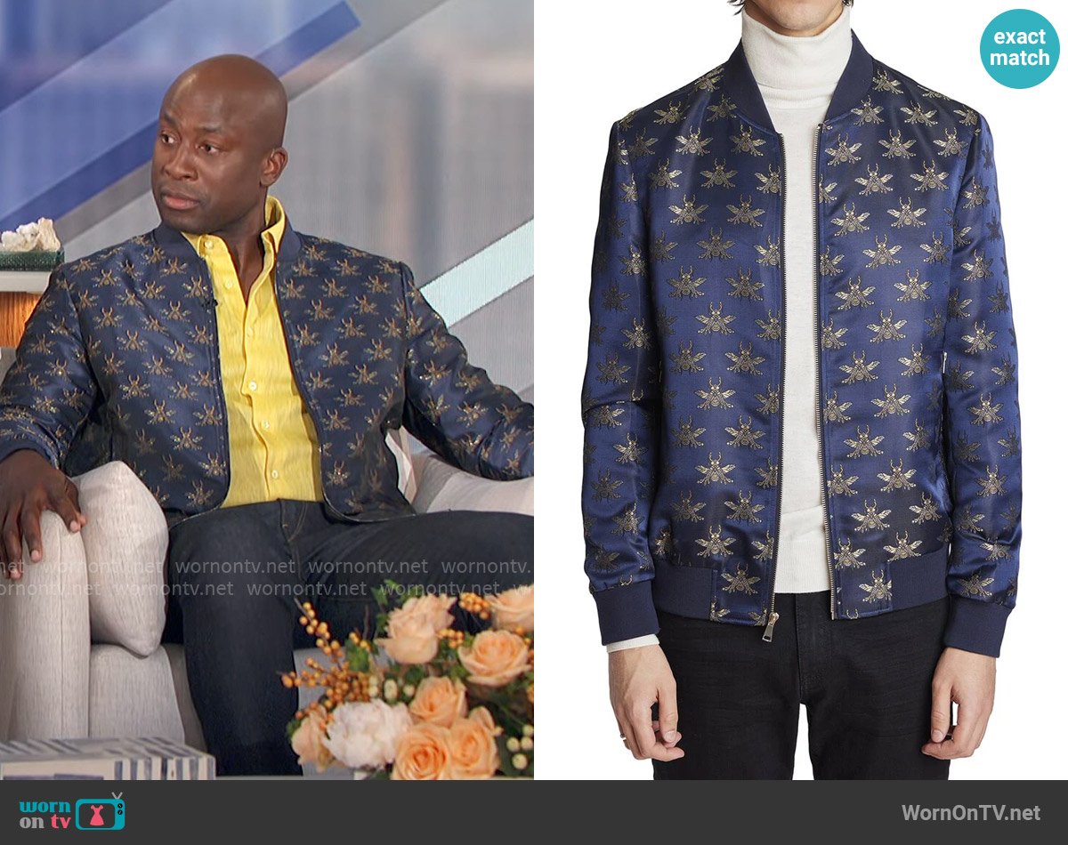 Paisley & Gray Hyde Bomber Jacket worn by Akbar Gbajabiamila on The Talk