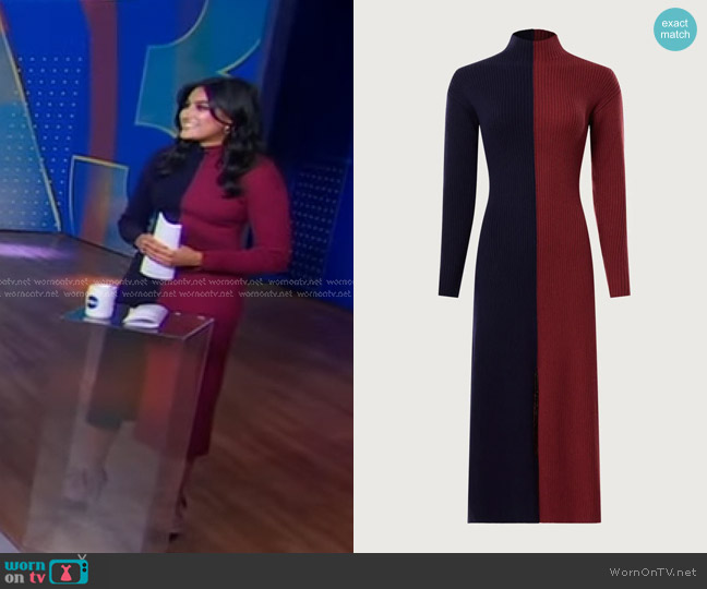 Peter Som Collective Colorblock Midi Dress worn by Reena Roy on Good Morning America