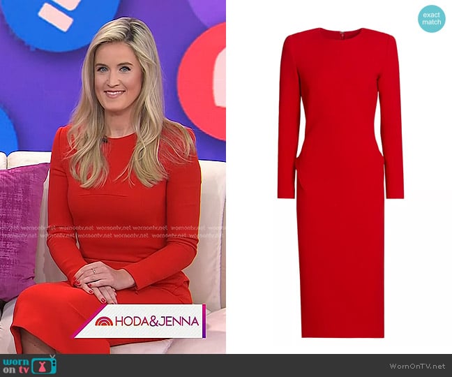 Sergio Hudson Pleated-Back Long-Sleeve Stretch Wool Crepe Midi Dress worn by Kelsey Murphy on Today