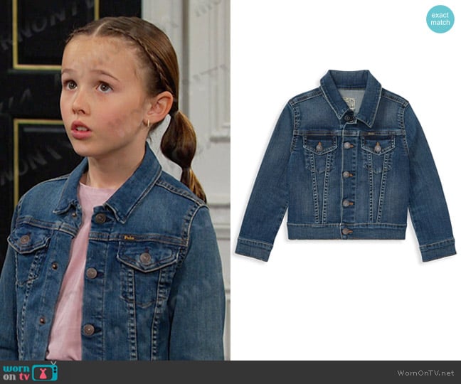 Polo Ralph Lauren Little Girl's & Girl's Denim Trucker Jacket worn by Rachel Black (Finley Rose Slater) on Days of our Lives