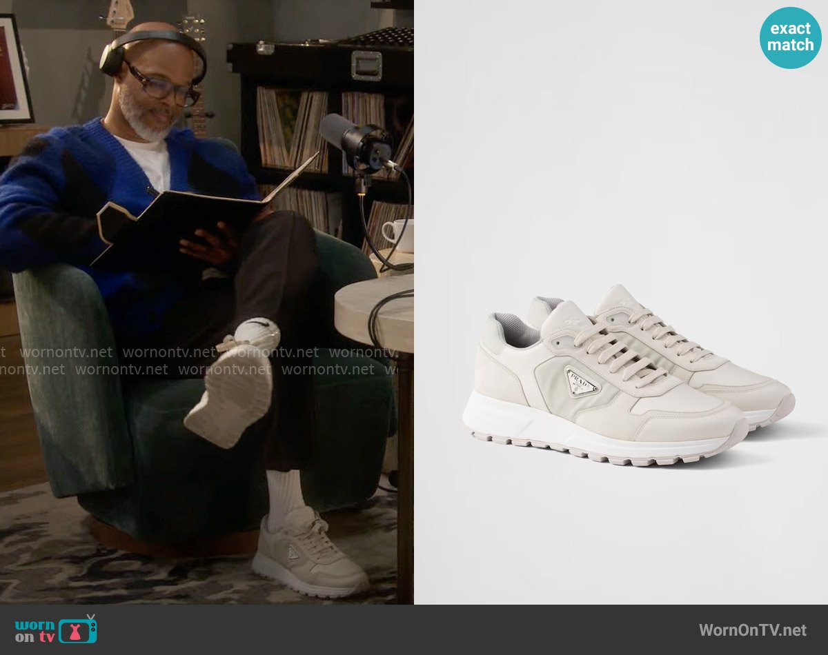 Prada Prax 01 nubuck and Re-Nylon sneakers worn by Poppa (Damon Wayans) on Poppas House