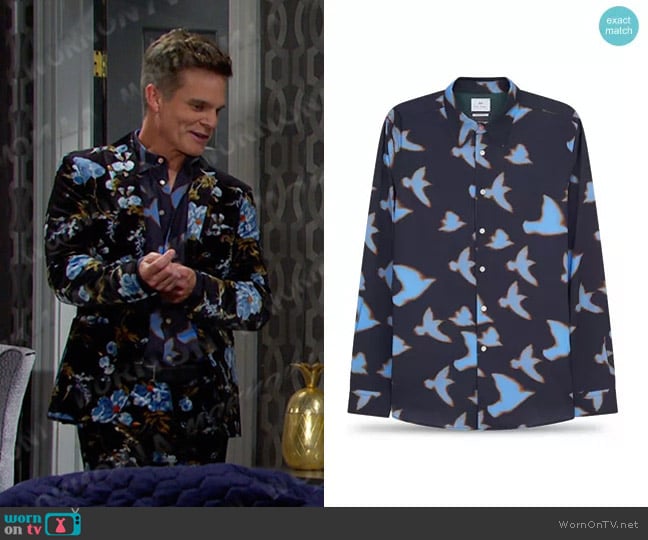 PS Paul Smith Printed Regular Fit Button Down Shirt worn by Leo Stark (Greg Rikaart) on Days of our Lives