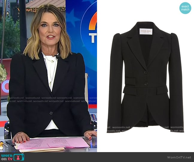 Michael Kors Puffed-Sleeve Gabardine Blazer worn by Savannah Guthrie on Today