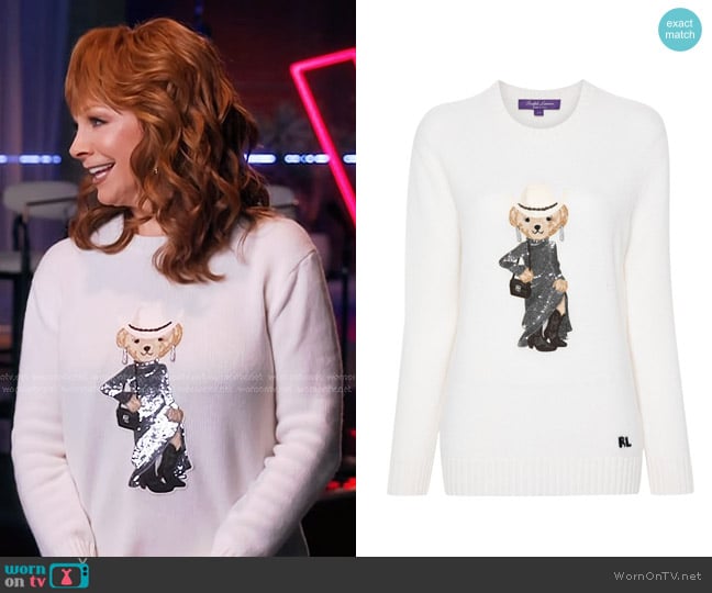 Ralph Lauren Collection Polo Bear-embroidered Jumper worn by Reba McEntire on The Voice