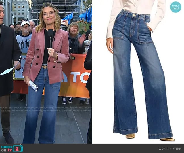 Ramy Brook Theodora High Rise Wide Leg Jeans in Medium Wash worn by Savannah Guthrie on Today