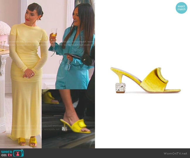 Roger Vivier Cube Heel Mules worn by Bronwyn Newport on The Real Housewives of Salt Lake City