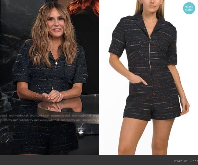 Sandro Tweed Playsuit worn by Keltie Knight on E! News