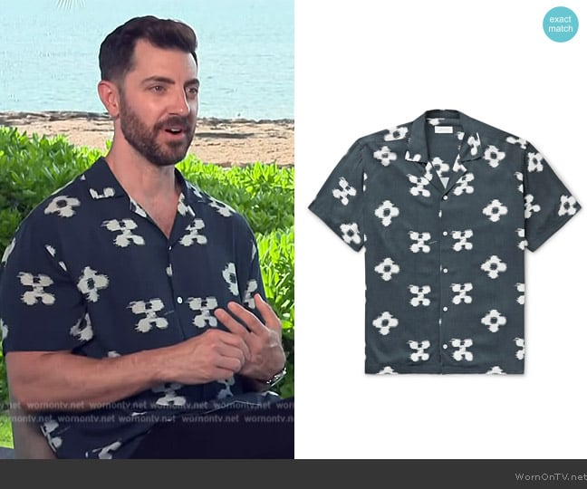 Saturdays NYC Canty Camp-Collar Printed Voile Shirt worn by Will Marfuggi on E! News