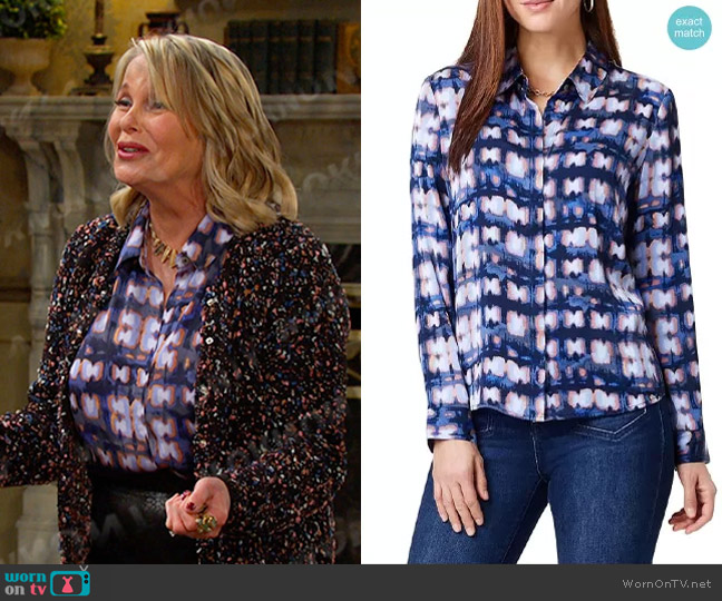 Nic + Zoe Shibori Shirt in Indigo Multi worn by Bonnie Lockhart (Judi Evans) on Days of our Lives