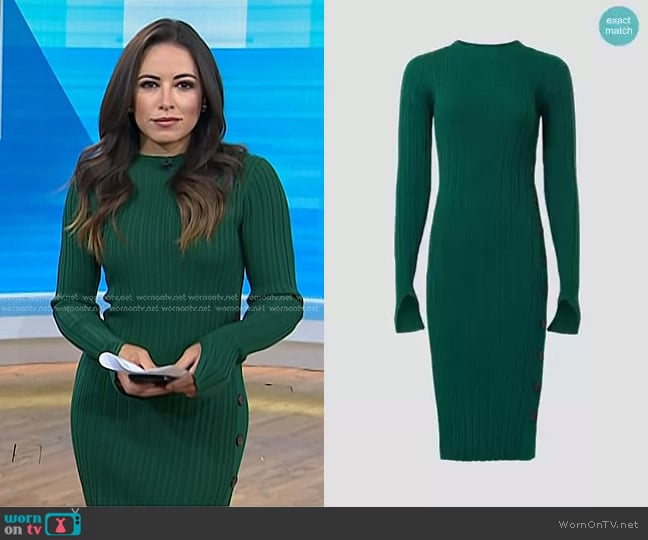 Adam Lippes Collective Side Button Dress in Green worn by Kaylee Hartung on Today