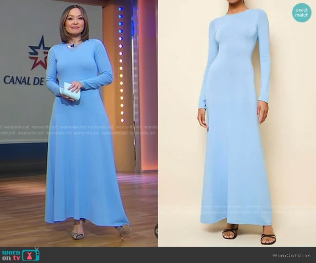 Solid & Striped Dora Dress in Ice Blue worn by Eva Pilgrim on Good Morning America