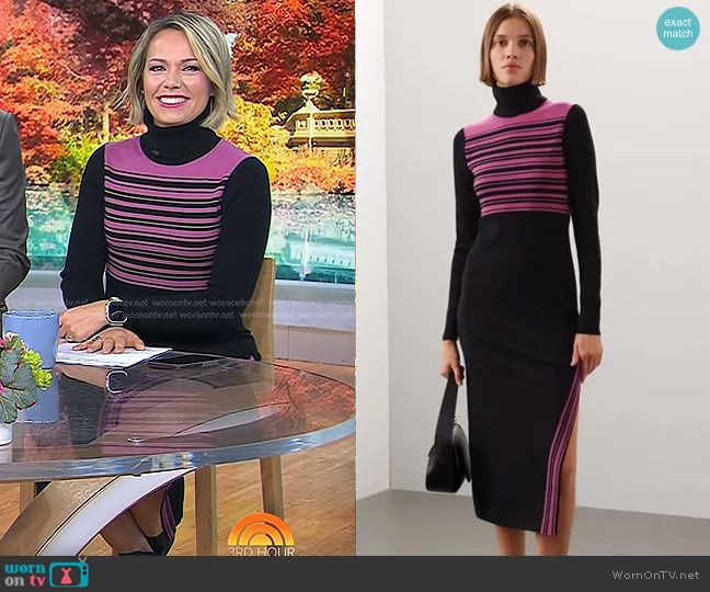 Toccin x RTR Stripe Turtleneck Dress worn by Dylan Dreyer on Today