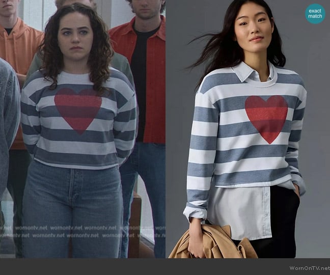 Sundry Cropped Crewneck Sweatshirt worn by Samantha LaRusso (Mary Mouser) on Cobra Kai