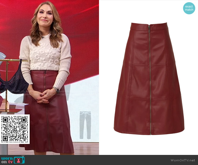 Sweet Baby Jamie Ruby Faux Leather Skirt worn by Lori Bergamotto on Good Morning America