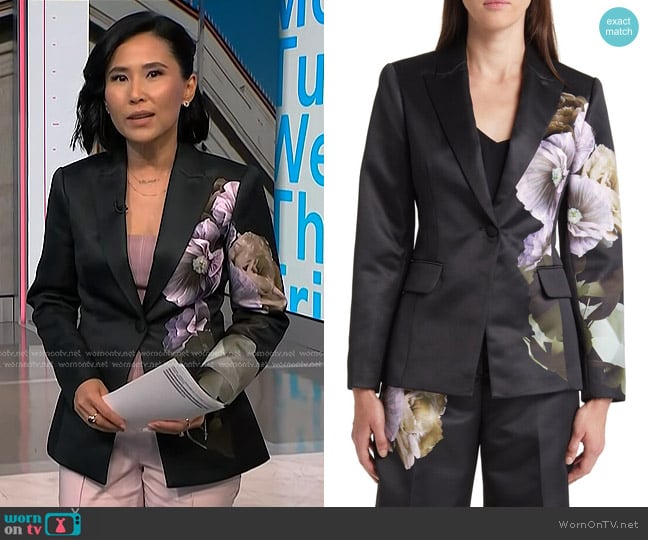 Ted Baker Nayaa Floral Print One-Button Blazer worn by Vicky Nguyen on NBC News Daily