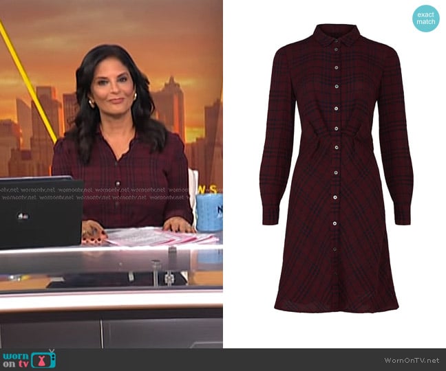 Thakoon Collective Crinkled Plaid Shirtdress worn by Darlene Rodriguez on Today