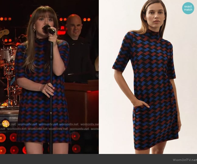 Maeve The Annalise Mock-Neck Mini Sweater Dress worn by Kelly Clarkson on The Kelly Clarkson Show