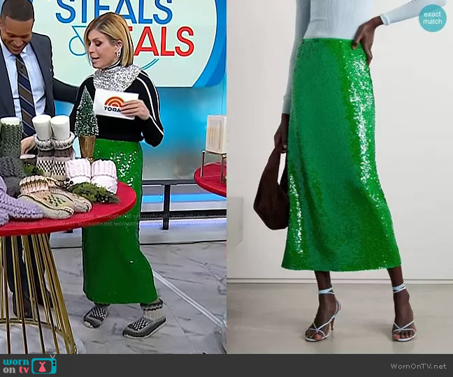 Tory Burch Sequined Stretch-Mesh Maxi Skirt worn by Jill Martin on Today