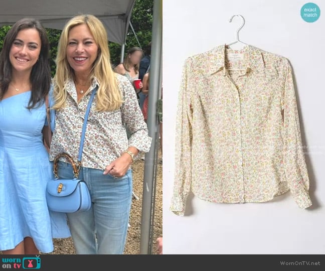 Trovata Jacquelin Shirt in Porcelain Ivy worn by Sutton Stracke on The Real Housewives of Beverly Hills