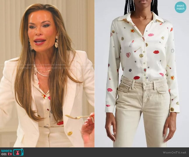 L'Agence Tyler Shirt in Champagne Multi Heart Jewel worn by Britani Bateman on The Real Housewives of Salt Lake City