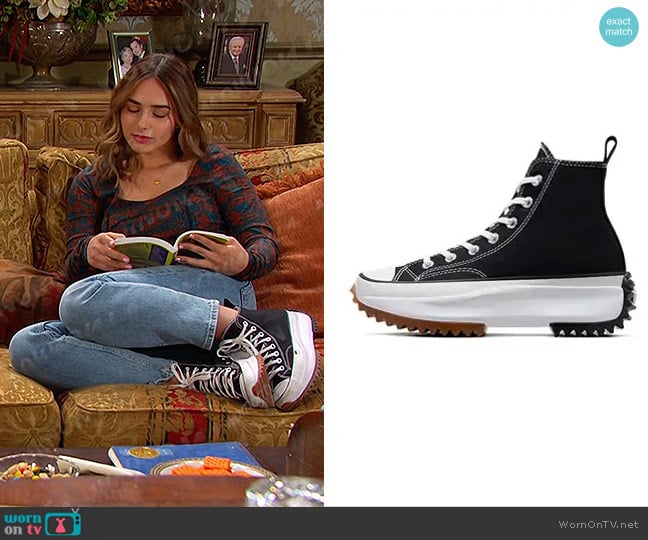 Converse Unisex Run Star Hike Canvas Platform in Black/White/Gum worn by Holly Jonas (Ashley Puzemis) on Days of our Lives