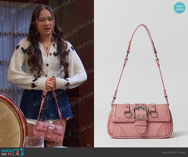 Urban Outfitters Jade Seamed Baguette Bag in Pink worn by Sophia (Madelyn Kientz) on Days of our Lives