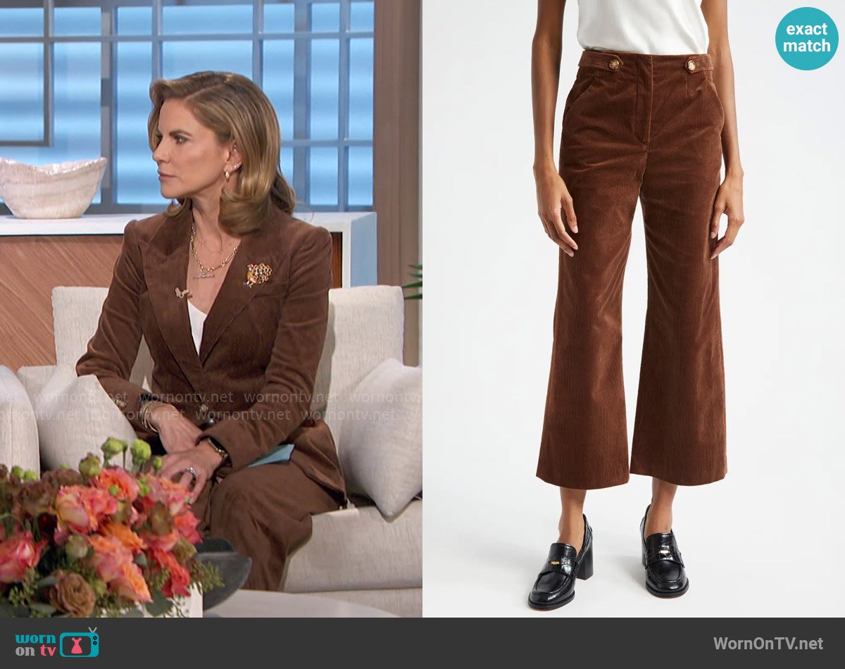 Veronia Beard Brynleigh Corduroy Pants in Dark Cocoa worn by Natalie Morales on The Talk