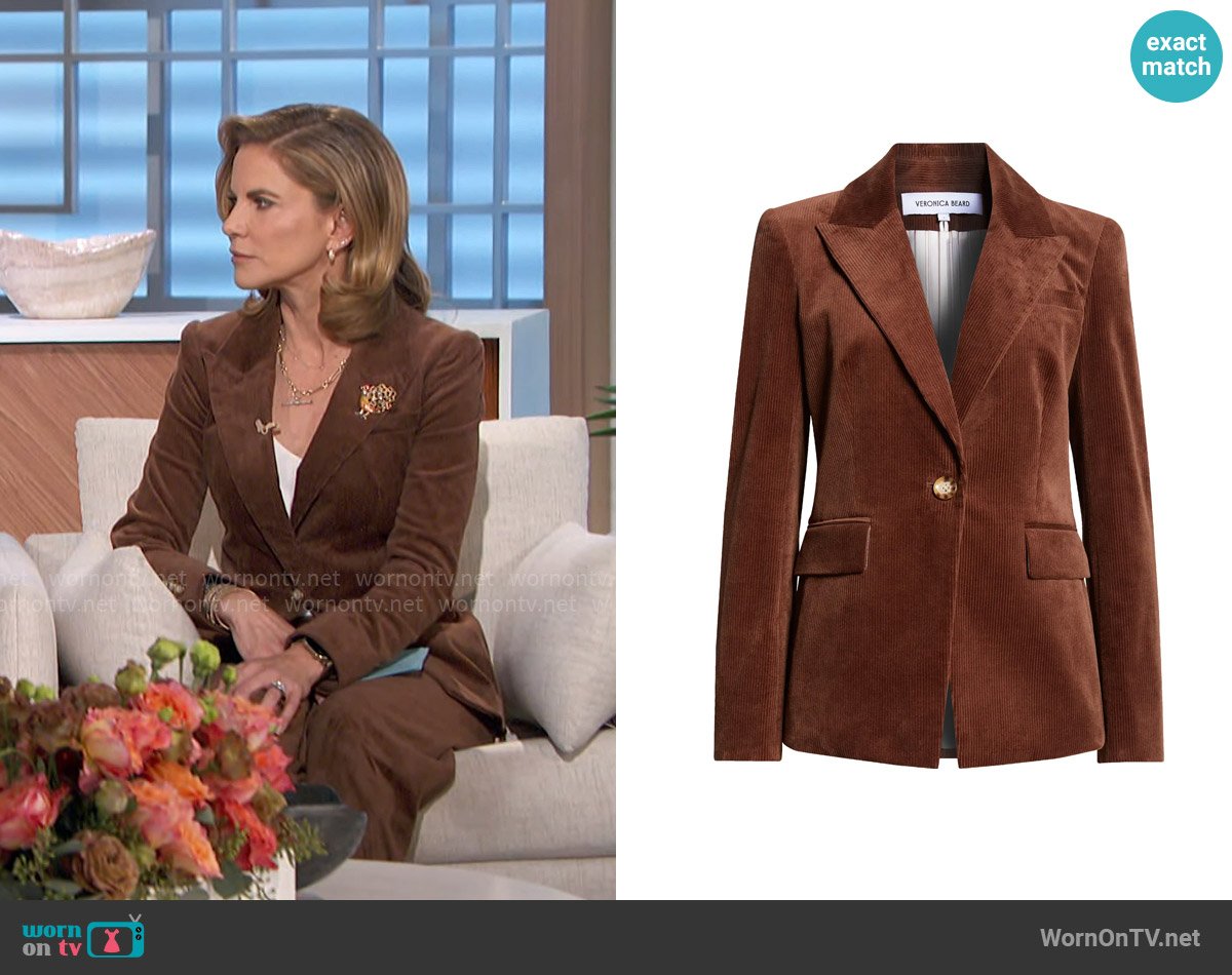 Veronia Beard Reagan Corduroy Blazer in Dark Cocoa worn by Natalie Morales on The Talk