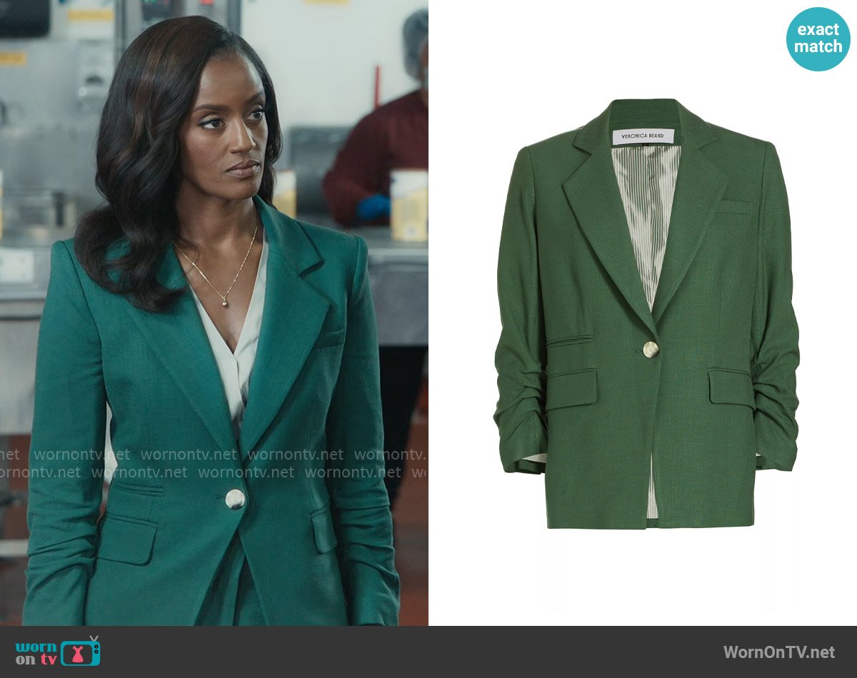 Veronica Beard Battista Blazer in Forest worn by Olympia (Skye P. Marshall) on Matlock