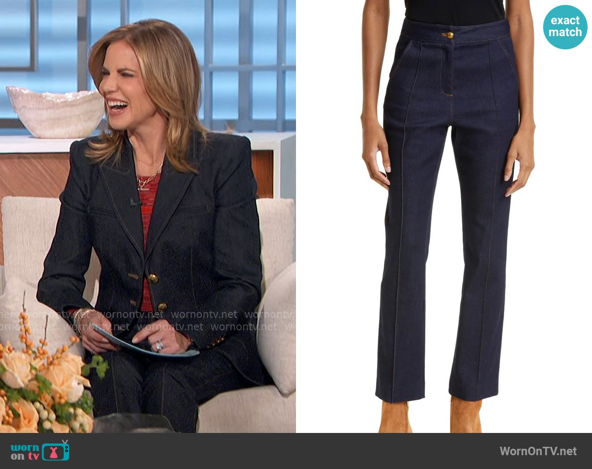 Veronica Beard Kimra Denim Pants worn by Natalie Morales on The Talk