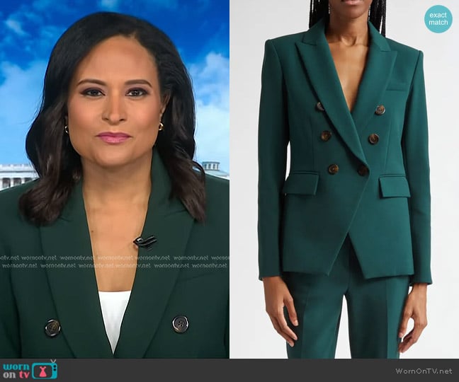 Veronica Beard Miller Dickey Jacket in Pine worn by Kristen Welker on Today