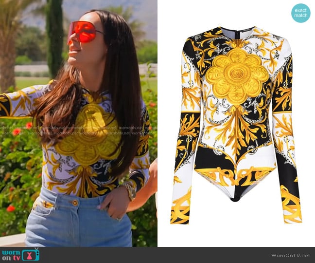 Versace Baroque Print Bodysuit worn by Angie Katsanevas on The Real Housewives of Salt Lake City