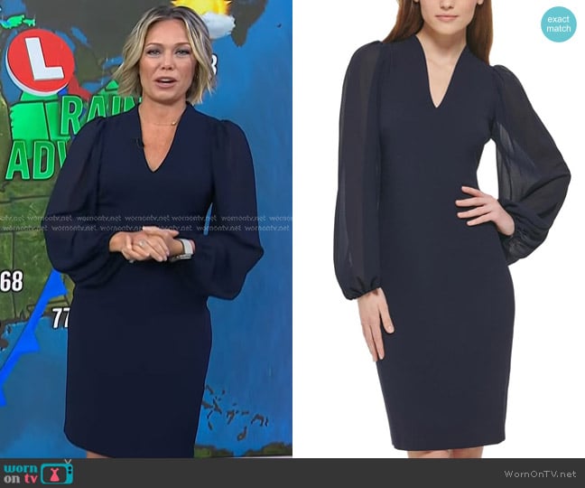 dylan’s navy v-neck chiffon sleeve dress on Today