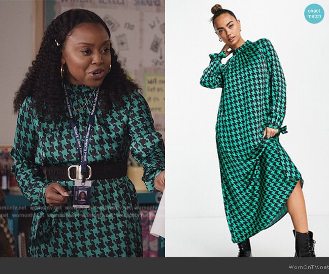 YAS Long Sleeve Printed Midi Dress worn by Janine Teagues (Quinta Brunson) on Abbott Elementary