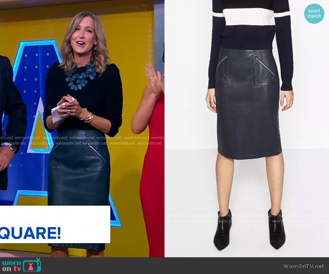 Zara Faux Leather Pencil Skirt worn by Lara Spencer on Good Morning America