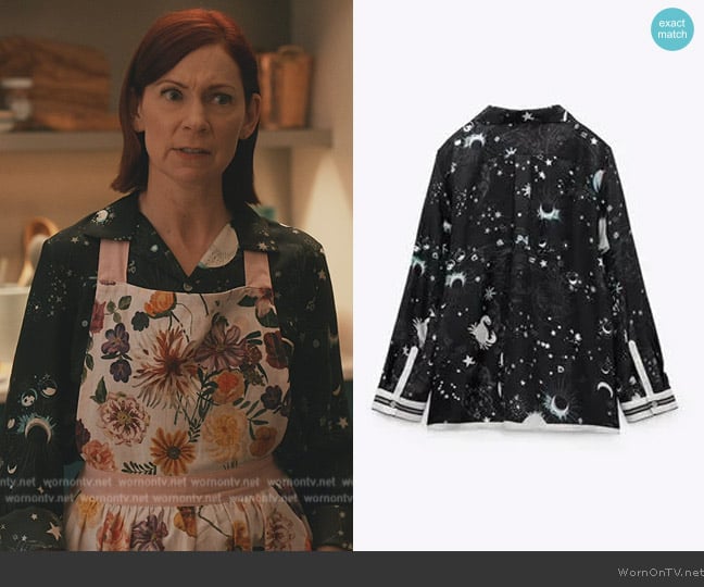 Zara Astrology Stars Moon Shirt worn by Elsbeth Tascioni (Carrie Preston) on Elsbeth