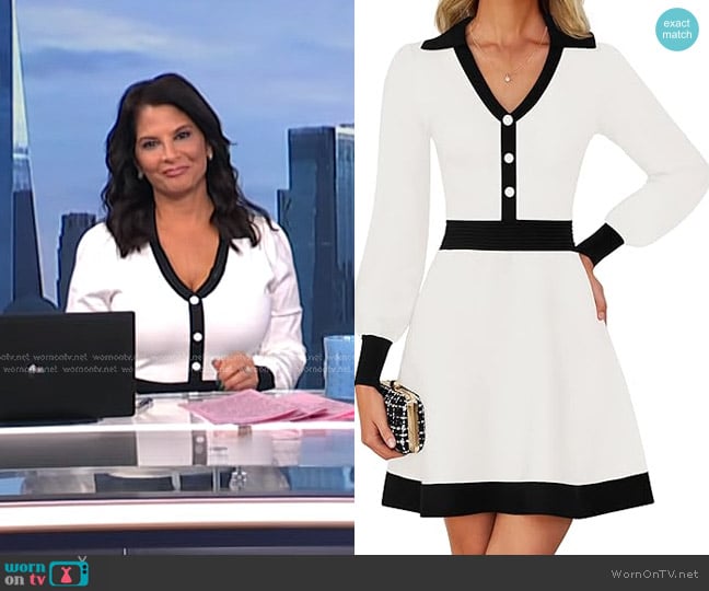 ZESICA at Amazon Long Sleeve V Neck Sweater Dress worn by Darlene Rodriguez on Today