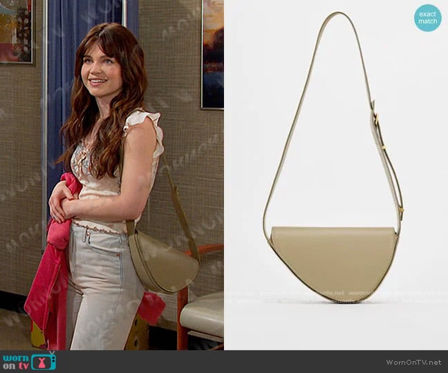 Zara Asymmetric Crossbody Bag worn by Joy Wesley (AlexAnn Hopkins) on Days of our Lives