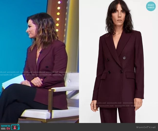 Zara Double Breasted Blazer worn by Rebecca Jarvis on Good Morning America