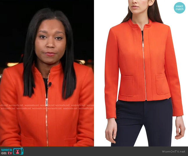 Tommy Hilfiger Zippered Elbow-Patch Jacket worn by Rachel Scott on Good Morning America