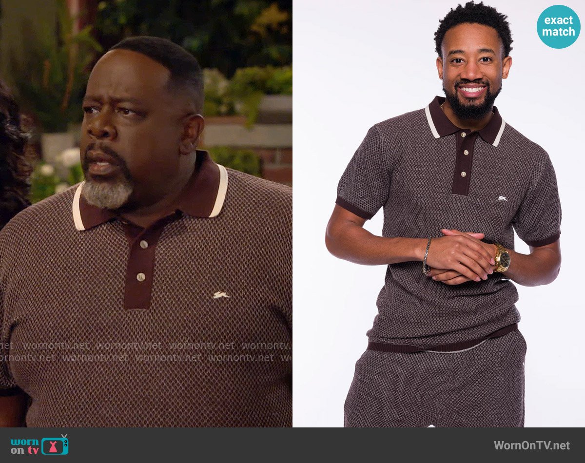 A Tiziano Niko Knit Polo worn by Calvin (Cedric The Entertainer) on The Neighborhood