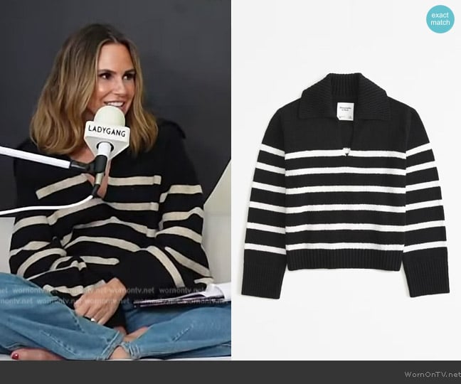 Abercrombie and Fitch Textural Notch-Neck Sweater worn by Keltie Knight on E! News