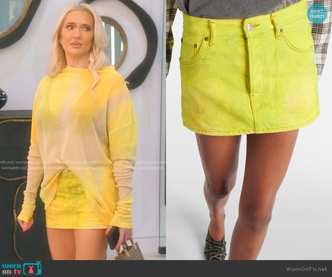 Acne Studios Denim miniskirt worn by Erika Jayne on The Real Housewives of Beverly Hills