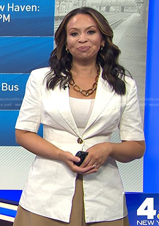 Adelle's white short sleeve blazer on Today