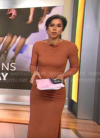 Adriana Diaz’s brown maxi dress on CBS Mornings